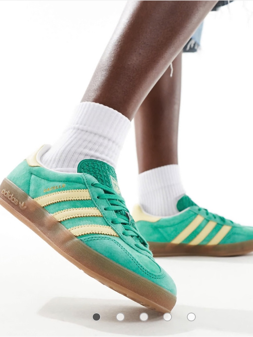adidas Originals Gazelle Indoor sneakers with gum soles in green and yellow